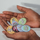 Colorful pin set.